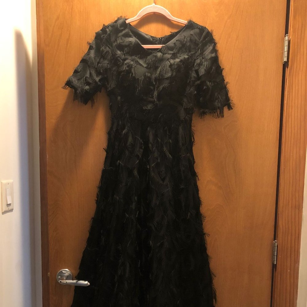 Black feathed dress